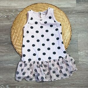 Monnalisa baby girl pink and black polka‎ dot sleeveless dress